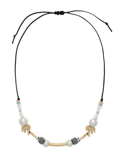 Shop Palm Angels Man Necklace White Size - Brass, Plastic, Cotton, Fiberglass