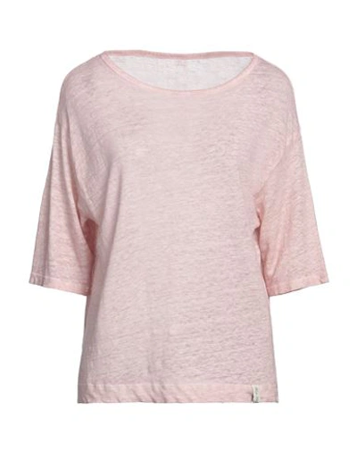 Henry Christ Woman Sweater Pastel Pink Size L Linen In Pink