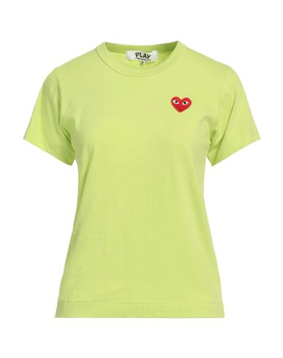 Shop Comme Des Garçons Play Woman T-shirt Light Green Size L Cotton