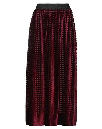 Shop Frase Francesca Severi Woman Midi Skirt Burgundy Size 6 Polyester, Elastane In Red