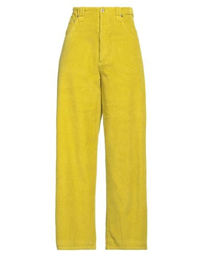 Shop Federico Cina Woman Pants Ocher Size 12 Cotton In Yellow