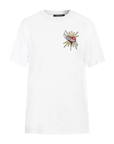 Shop Roberto Cavalli Man T-shirt White Size S Cotton