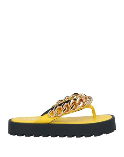 Shop Versace Woman Thong Sandal Yellow Size 6 Calfskin