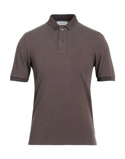Shop Gran Sasso Man Polo Shirt Cocoa Size 36 Cotton In Brown