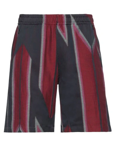 Shop Needles Man Shorts & Bermuda Shorts Burgundy Size L Cotton, Linen In Red