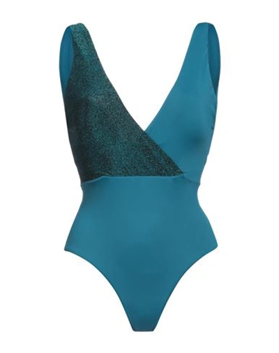 Shop Vacanze Italiane Woman One-piece Swimsuit Deep Jade Size 14 Polyamide, Lurex In Green