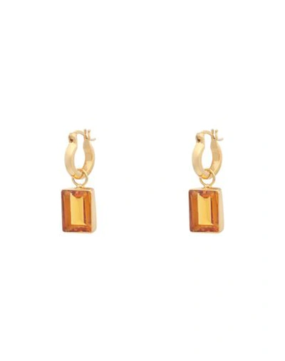 Shop Shyla Sorrento-earrings Woman Earrings Ocher Size - Silver, 916/1000 Gold Plated, Glass In Yellow