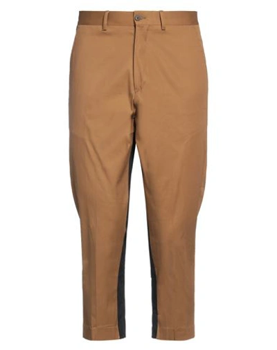 Shop Labelroute Man Pants Camel Size 34 Cotton, Elastane In Beige