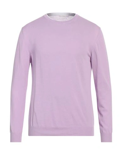 Shop Daniele Fiesoli Man Sweater Lilac Size L Cotton In Purple