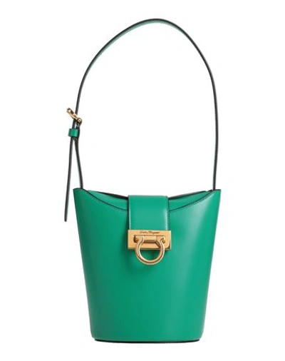 Shop Ferragamo Woman Handbag Green Size - Calfskin