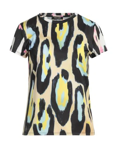 Shop Roberto Cavalli Woman T-shirt Beige Size M Polyester, Elastane