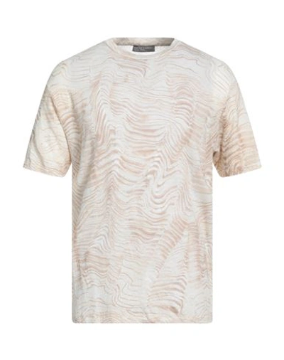 Shop Daniele Fiesoli Man T-shirt Beige Size L Linen