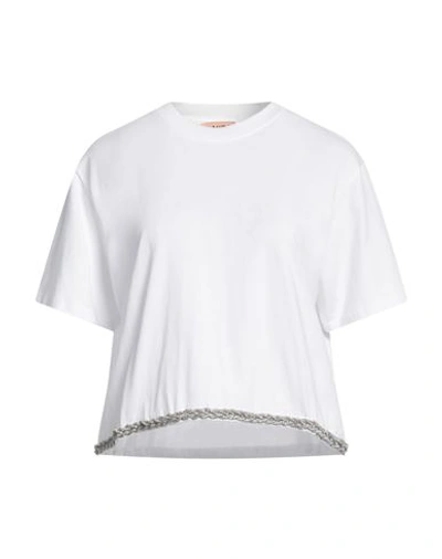Shop N°21 Woman T-shirt White Size 6 Cotton, Glass, Silicone