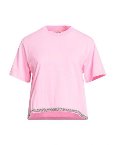 Shop N°21 Woman T-shirt Pink Size 8 Cotton, Glass, Silicone