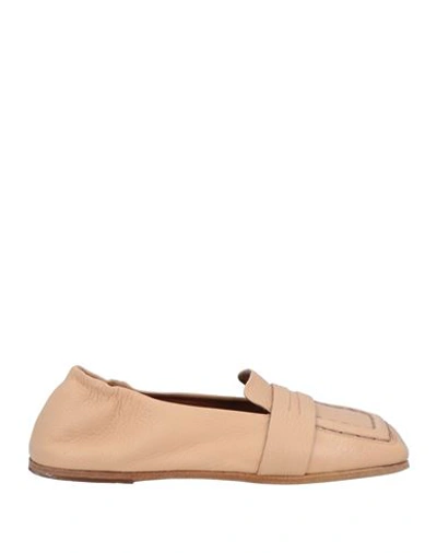 Marsèll Woman Loafers Apricot Size 8 Soft Leather In Orange