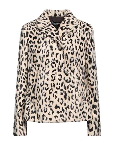 Shop Dolce & Gabbana Woman Jacket Beige Size 10 Cotton, Viscose