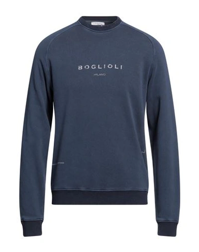 Shop Boglioli Man Sweatshirt Navy Blue Size S Cotton