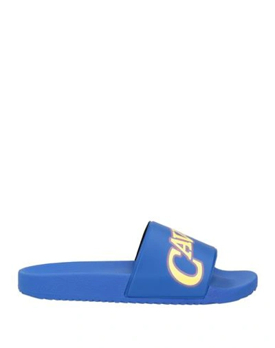 Roberto Cavalli Man Sandals Bright Blue Size 12 Rubber In Blue