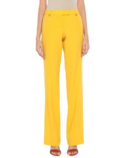 Shop Angelo Marani Woman Pants Ocher Size 14 Polyester, Elastane In Yellow