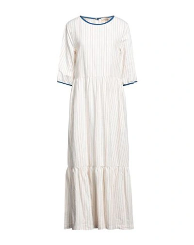 Shop Alessia Santi Woman Maxi Dress Ivory Size 10 Cotton, Linen, Polyamide In White