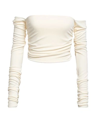 Shop Erika Cavallini Woman Top Cream Size 6 Acetate, Polyamide, Elastane In White