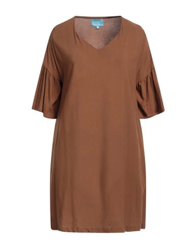 Shop Iconique Woman Mini Dress Brown Size Xl Viscose