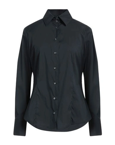 Brian Dales Woman Shirt Midnight Blue Size 12 Cotton, Polyamide, Elastane In Blue