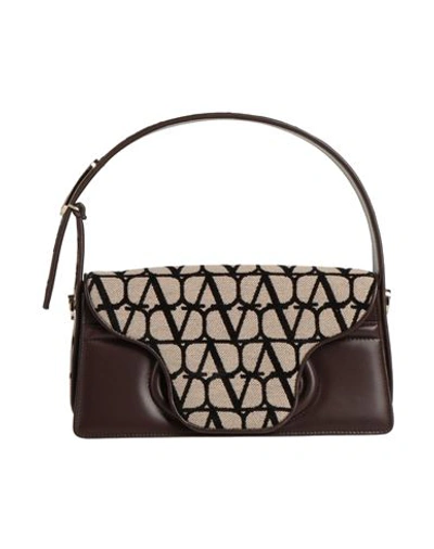 Shop Valentino Garavani Woman Handbag Cocoa Size - Leather, Textile Fibers In Brown