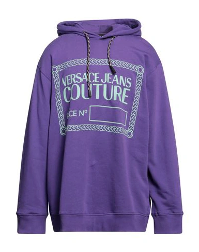 Shop Versace Jeans Couture Man Sweatshirt Purple Size L Cotton
