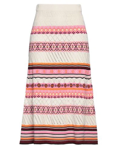 Kenzo Crochet Cotton Blend Midi Skirt With Fairisle Motif In White