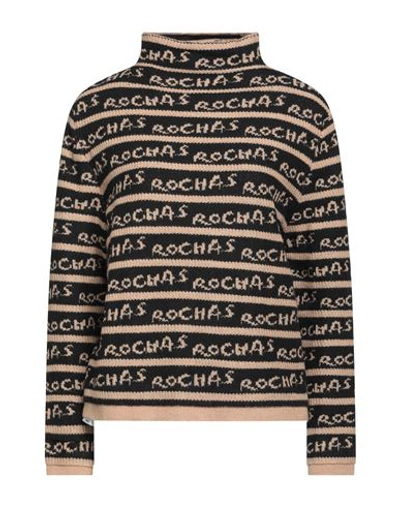 Shop Rochas Woman Turtleneck Beige Size M Wool, Cashmere