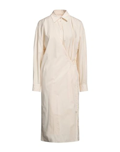 Shop Lemaire Woman Midi Dress Cream Size 8 Cotton In White