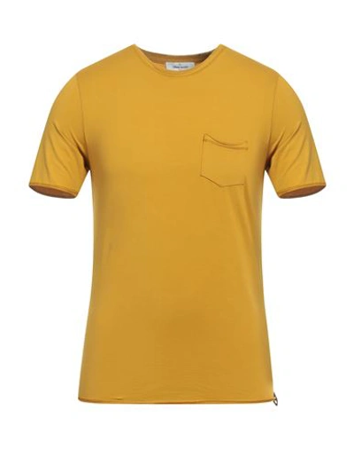 Shop Gran Sasso Man T-shirt Ocher Size 34 Cotton, Elastane In Yellow