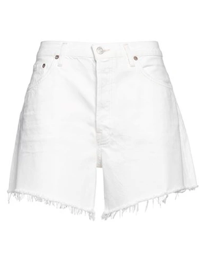 Shop Agolde Woman Denim Shorts Off White Size 30 Cotton