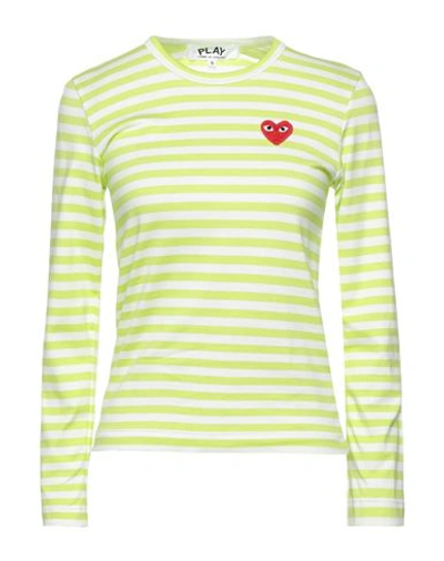 Shop Comme Des Garçons Play Woman T-shirt Acid Green Size S Cotton