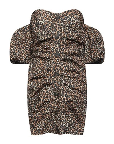 Shop Pinko Woman Mini Dress Camel Size 8 Cotton In Beige