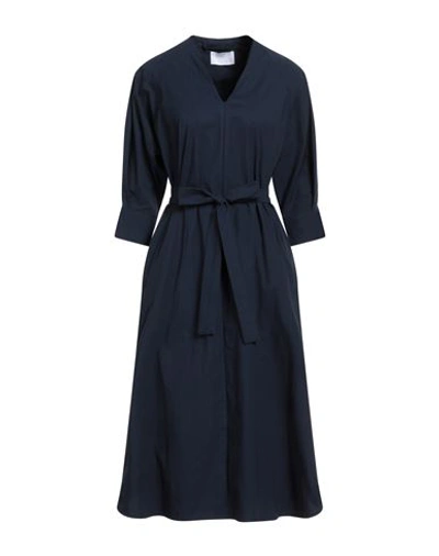Shop Daniele Fiesoli Woman Midi Dress Navy Blue Size 3 Cotton, Elastane