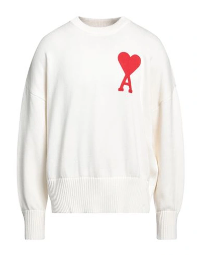 Ami Alexandre Mattiussi Ami Paris Ami Heart Design Wool Sweater In Intarsia Knit In White