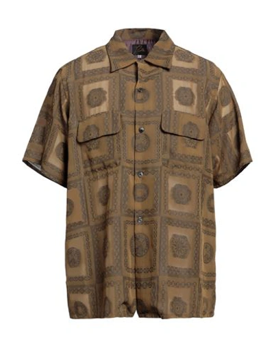 Needles Man Shirt Military Green Size S Polyester, Rayon In Green