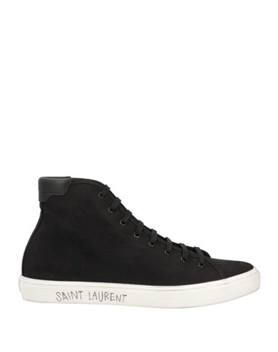 Shop Saint Laurent Man Sneakers Black Size 8 Textile Fibers, Soft Leather