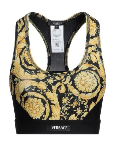 Versace Barocco Print Sports Bra In Yellow