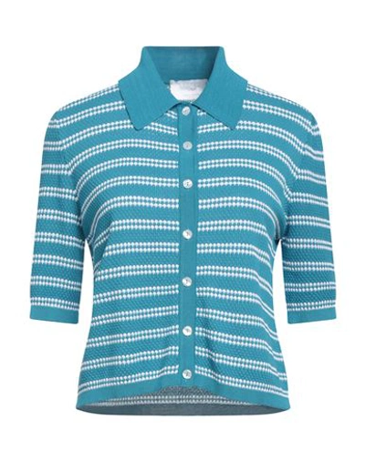 Shop Daniele Fiesoli Woman Cardigan Azure Size 2 Cotton, Modal In Blue