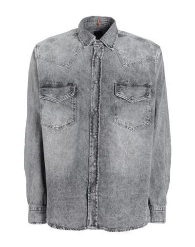 Shop Hugo Boss Boss Man Denim Shirt Grey Size M Cotton