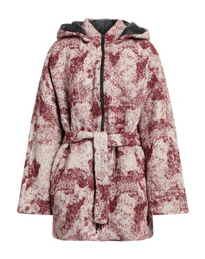 Shop Kimo No-rain Woman Jacket Burgundy Size M Cotton, Hemp, Acrylic, Polyamide, Virgin Wool In Red