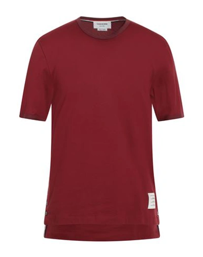 Shop Thom Browne Man T-shirt Burgundy Size 5 Cotton In Red