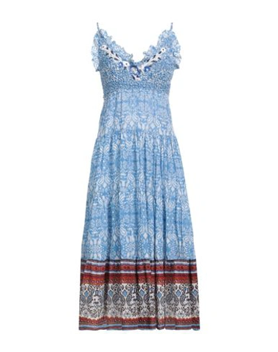 Shop Iconique Woman Midi Dress Pastel Blue Size L Cotton