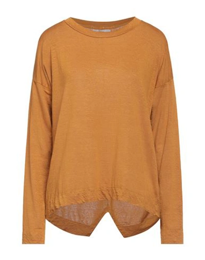 Shop Daniele Fiesoli Woman T-shirt Camel Size 3 Linen, Elastane In Beige