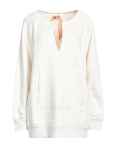 Shop N°21 Woman Sweatshirt White Size M Cotton, Elastane