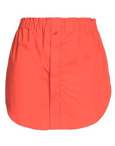 Solotre Woman Mini Skirt Tomato Red Size 8 Cotton In Tomato Red