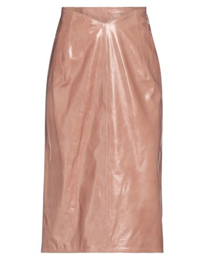 Shop N°21 Woman Midi Skirt Blush Size 6 Lambskin In Pink